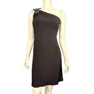Cachet Black Dress 4 One Shoulder Cocktail Embellished Beaded Mini New Years Eve